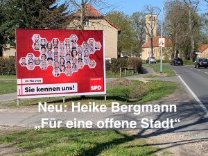 April 2019 Großplakat Heike Bergmann SPD Oranienburg